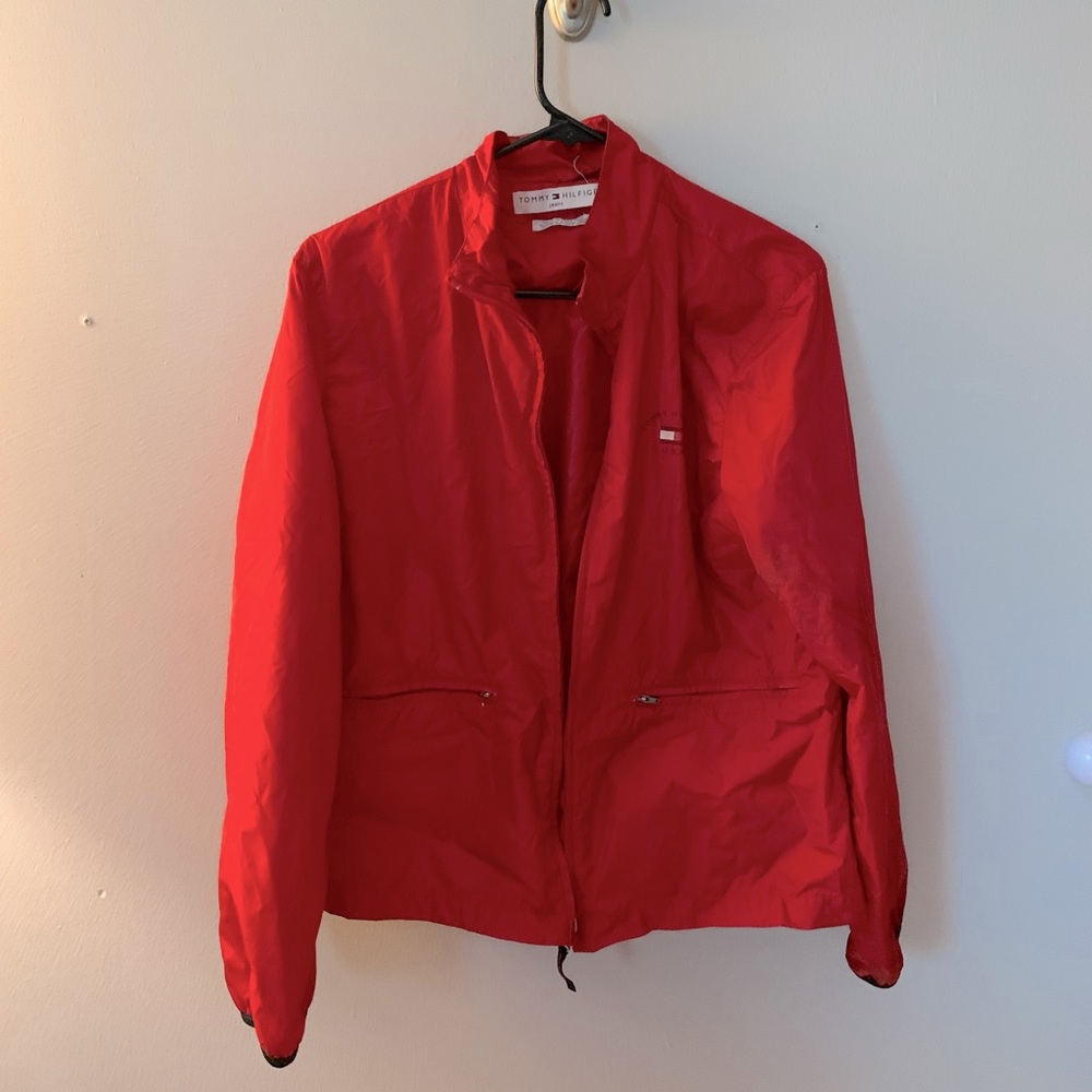 Vintage Tommy Hilfiger Red Windbreaker Jacket Size Large